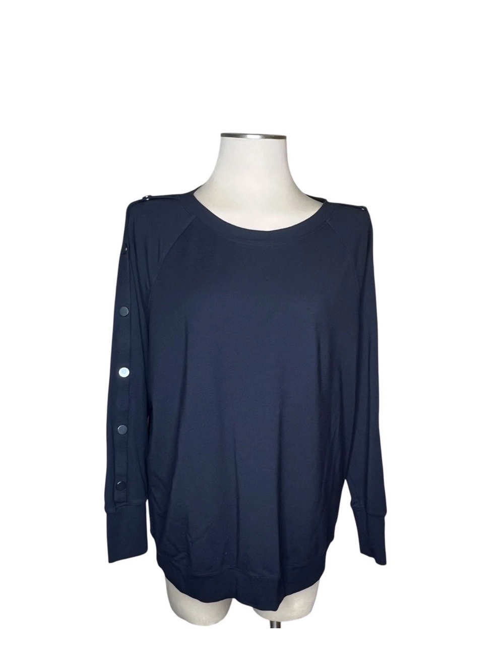 CAbi # 3686 Snap Sleeve Sweatshirt Size M Black